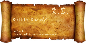 Kollin Dezső névjegykártya